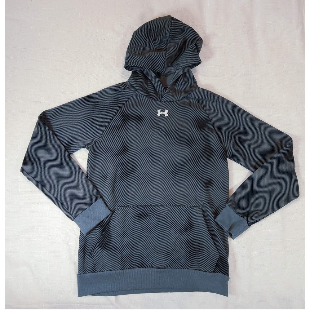 Under Armour ColdGear Infrared Compression Hoodie Youth XL Grey Black Stripe